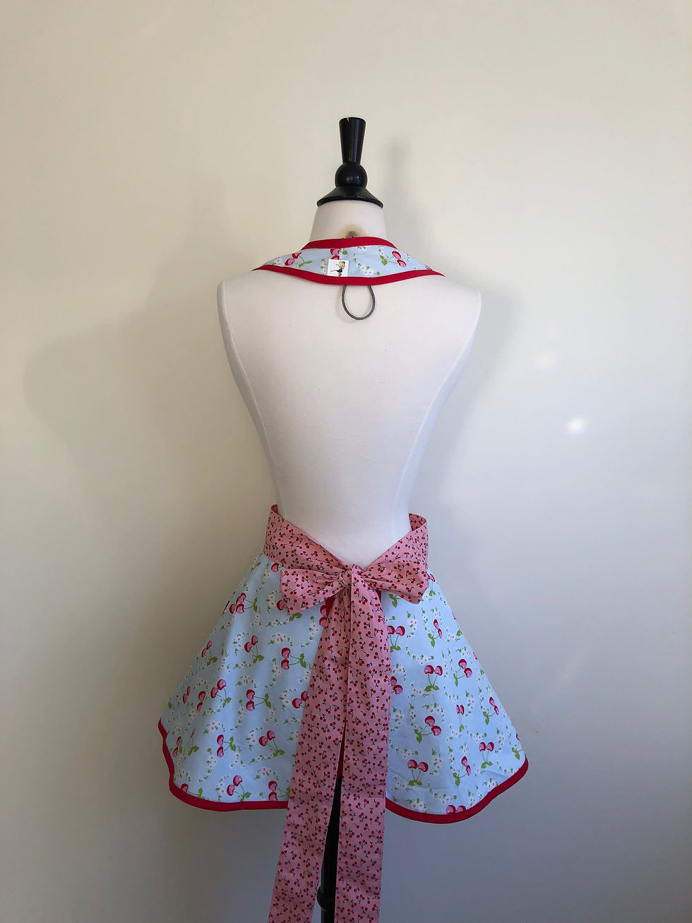 Thumbnail: Cherries on Blue Circle Skirt Retro Apron