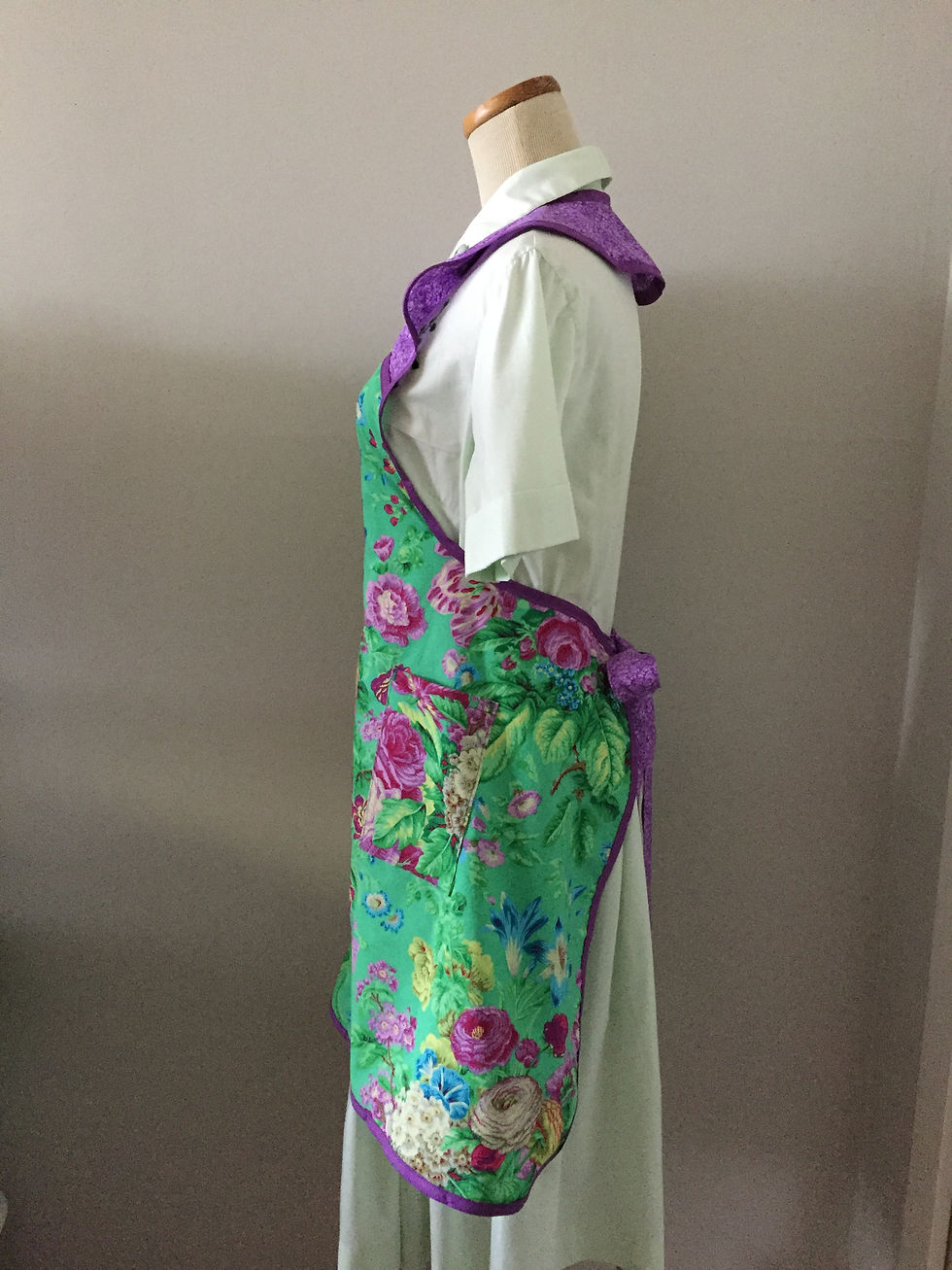 Thumbnail: Retro Apron 1940's Style Flowers on Teal Apron