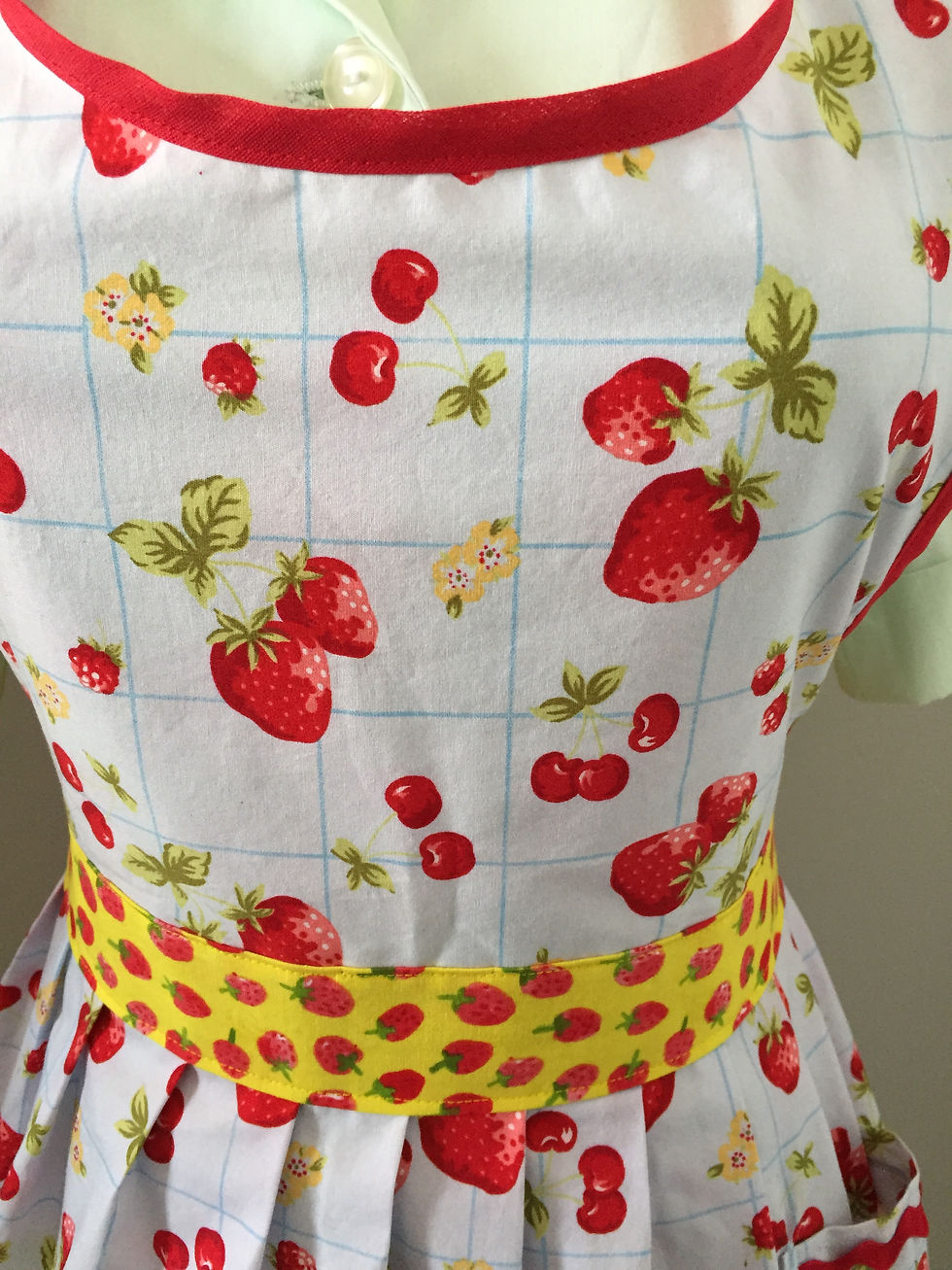 Strawberries Grid on Blue
