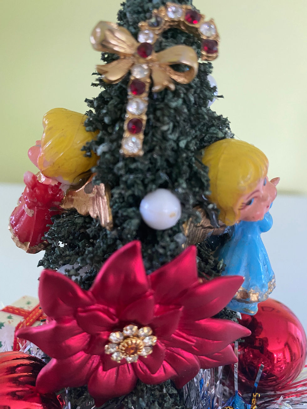 Thumbnail: Vintage Silver Coffee Creamer Angels Christmas Centerpiece