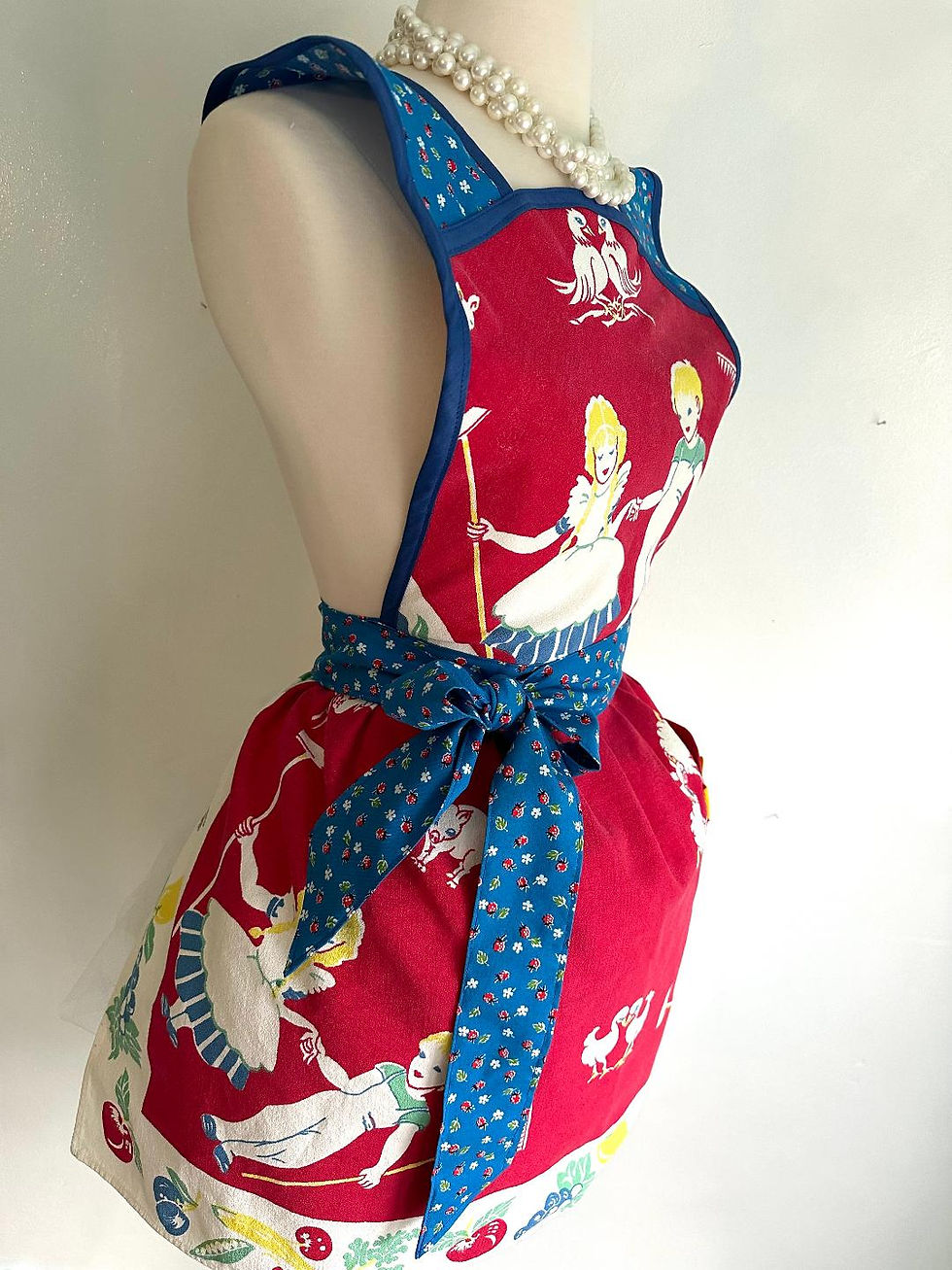 Thumbnail: Vintage 1950s Farm Kids Tablecloth Retro Apron