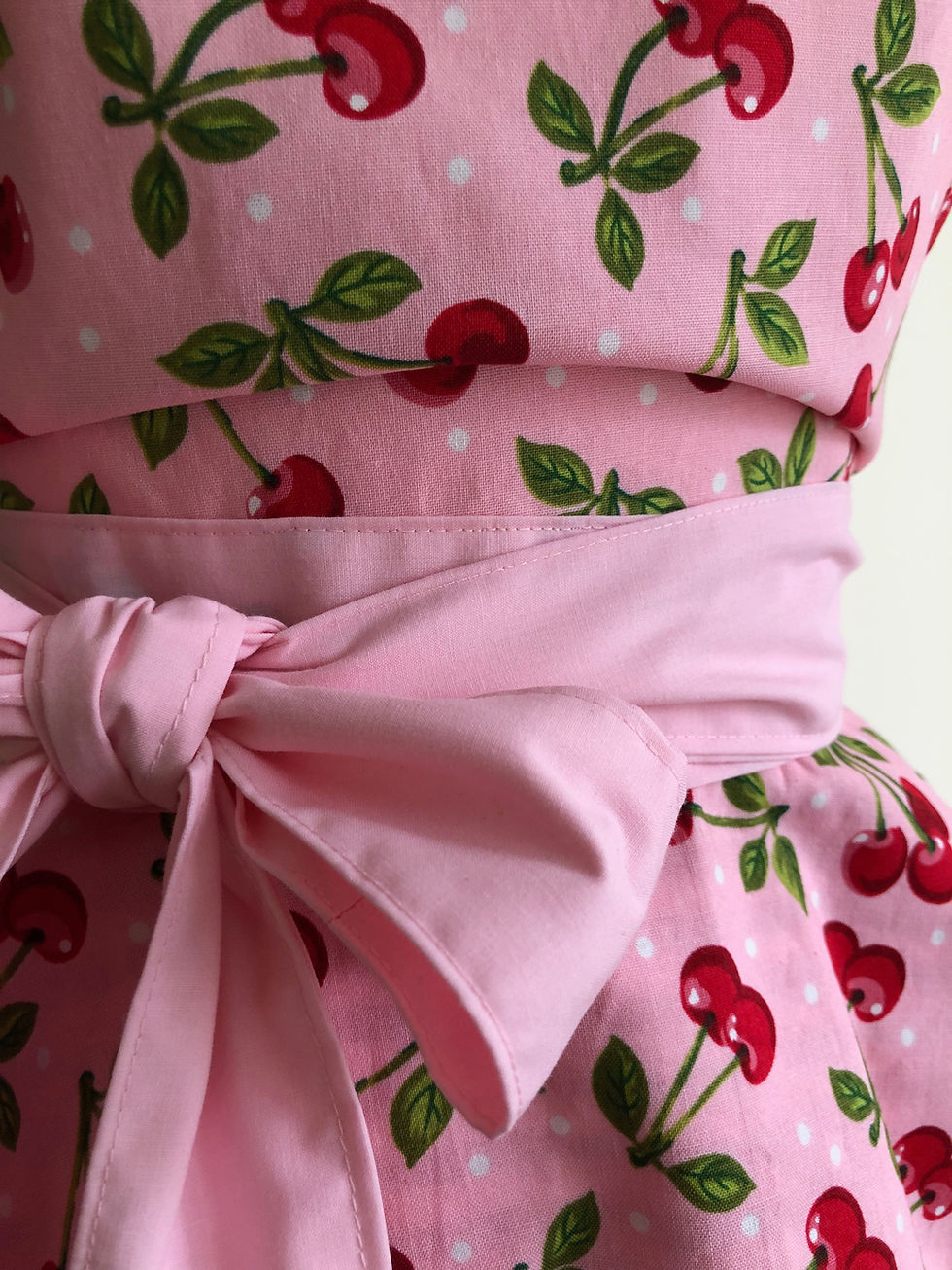 Thumbnail: Cherries on Pink Double Circle Skirt Retro Apron