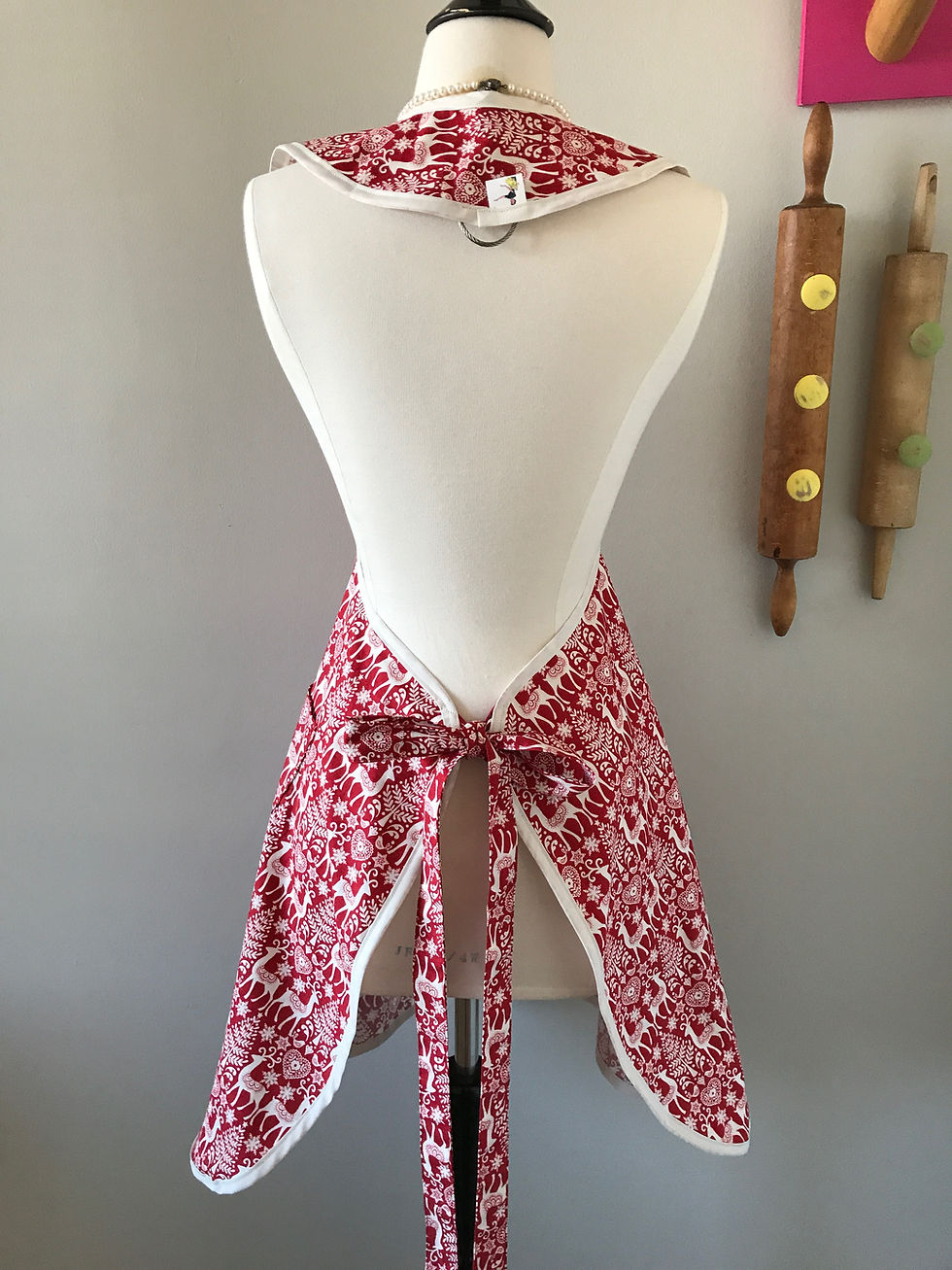 Thumbnail: Retro Apron Scandinavian Deer 1940's A-Line Apron