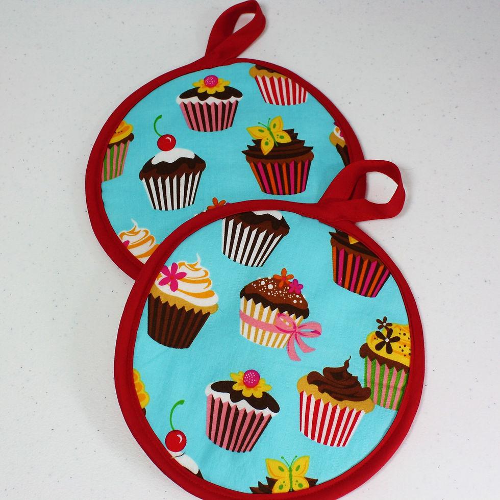 Thumbnail: Set of 2 Cupcakes Blue Pot Mitts