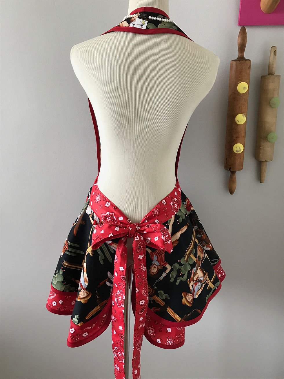 Thumbnail: Retro Apron Yee Haw Black Circle Skirt Apron