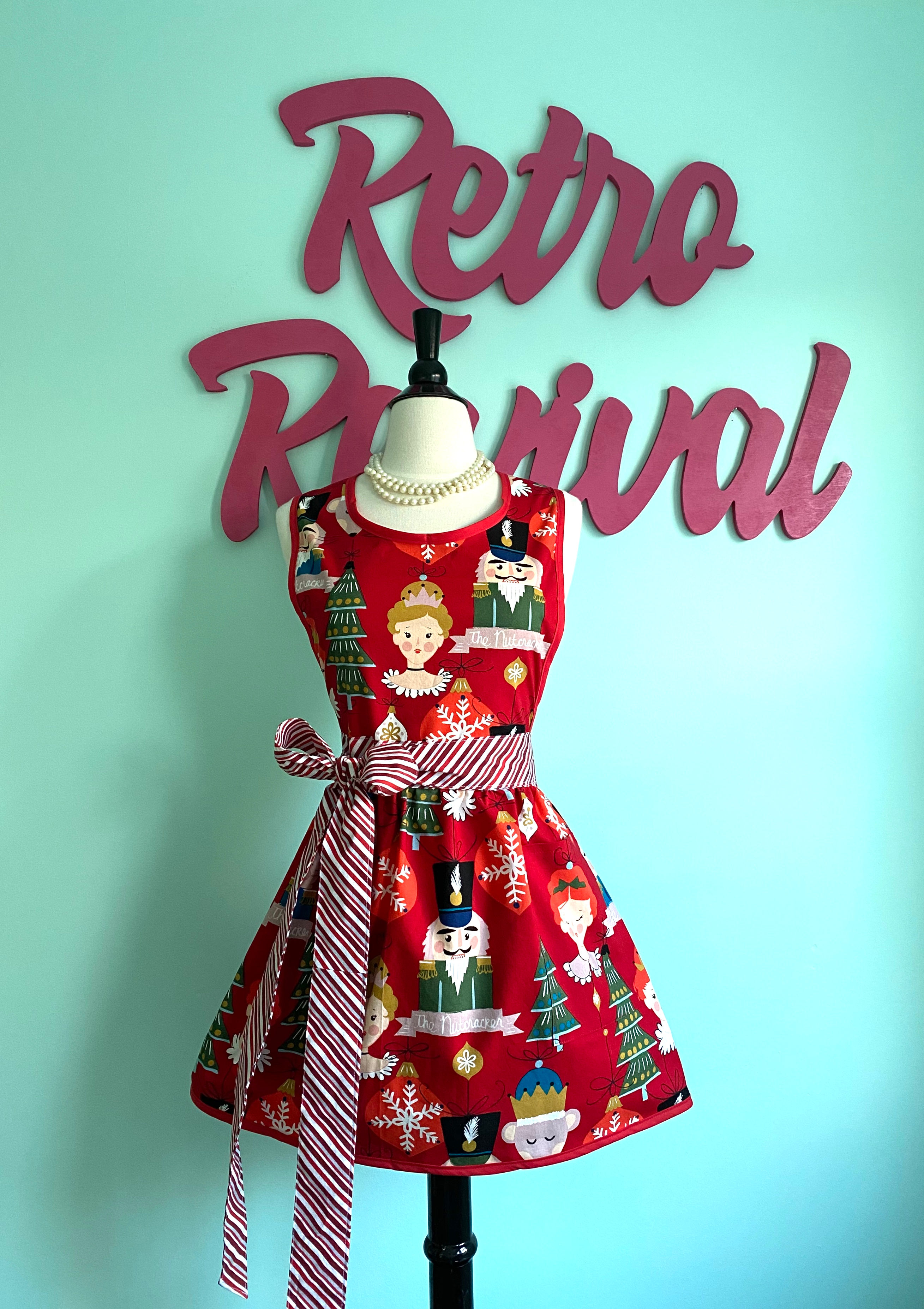 Nutcracker Suite Red Retro Christmas Apron
