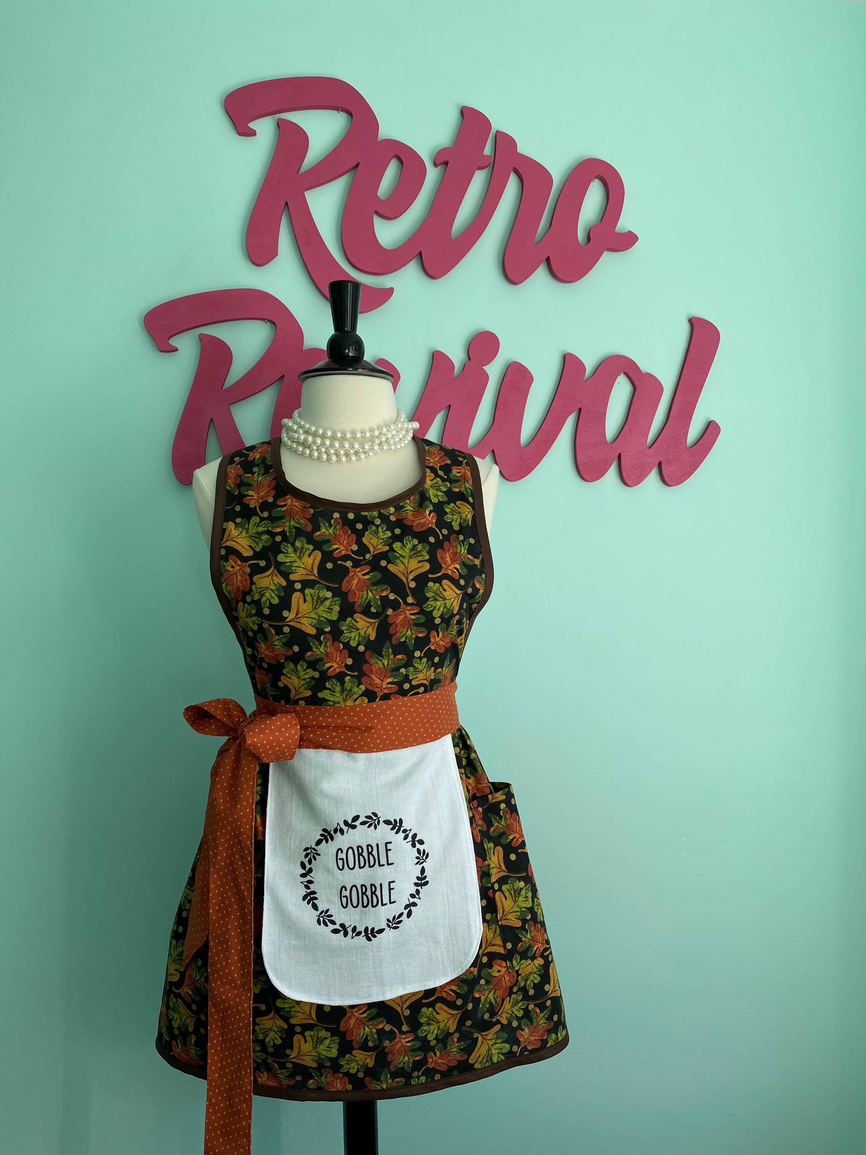 Gobble Gobble on Black Thanksgiving Retro Apron