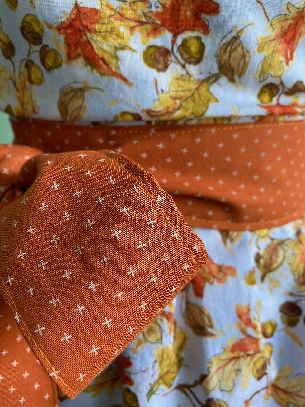 Thumbnail: Fall Leaves on Blue Retro Apron