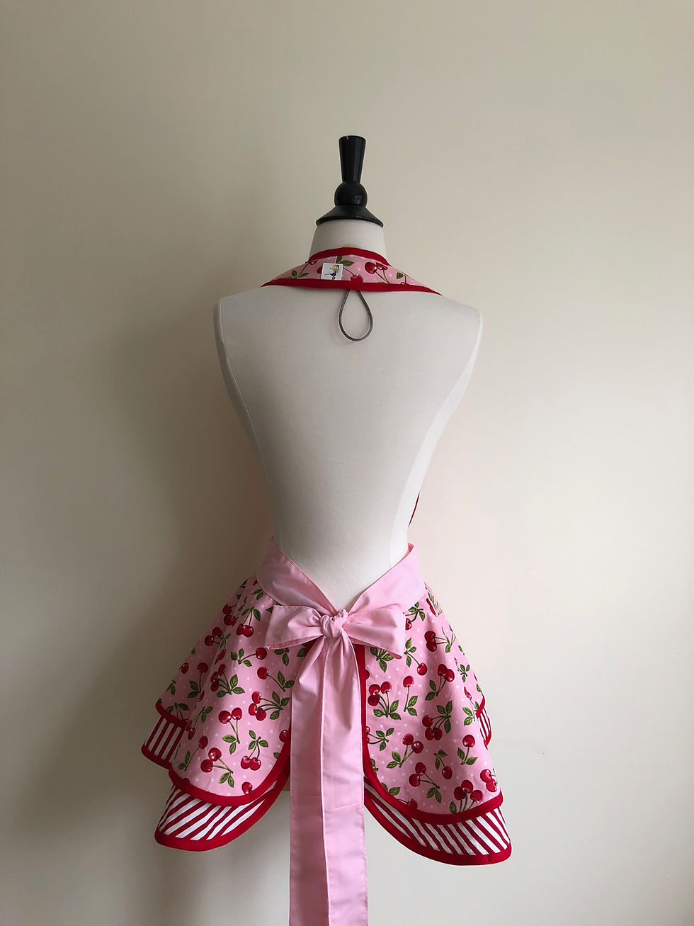 Thumbnail: Cherries on Pink Double Circle Skirt Retro Apron