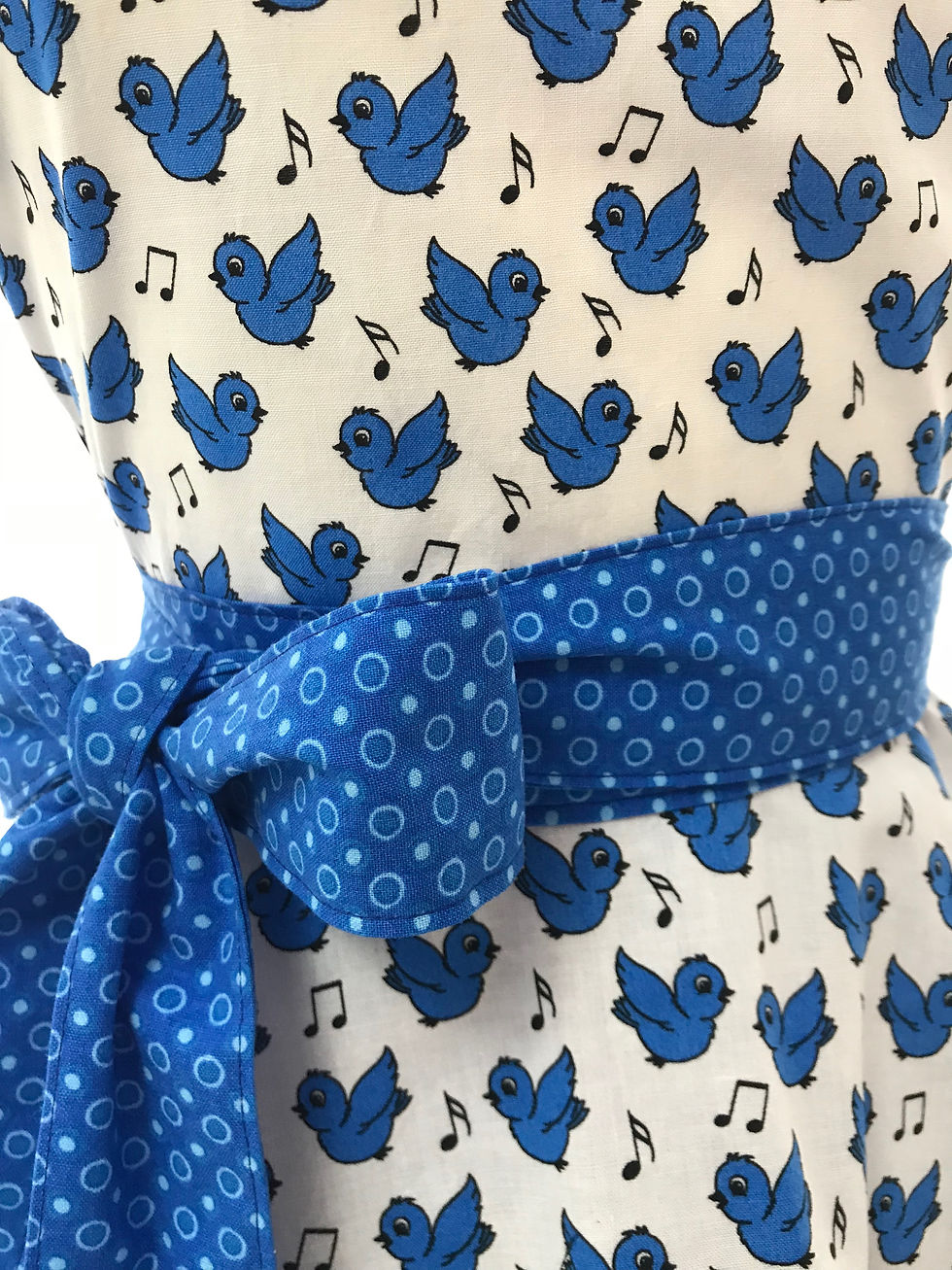 Thumbnail: Singing Blue Birds Double Circle Skirt Retro Apron