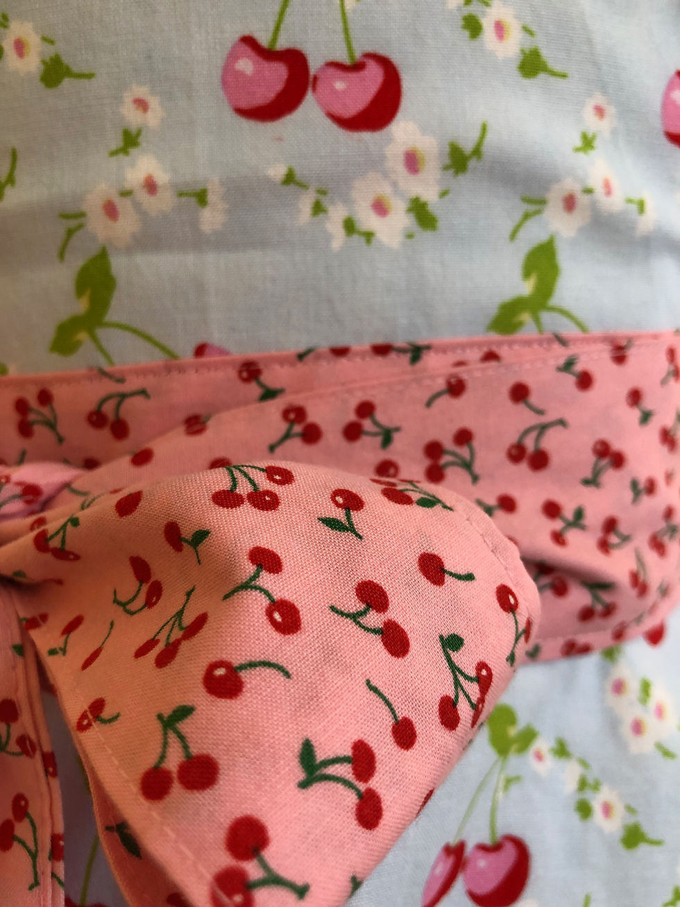 Thumbnail: Cherries on Blue Circle Skirt Retro Apron