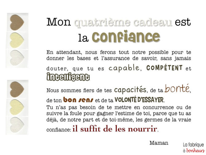 Mon Cadeau: La confiance