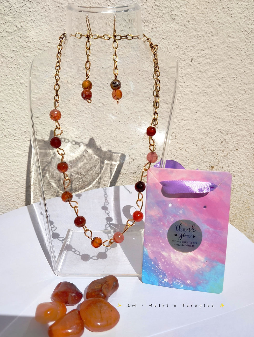Miniatura: Conjunto terapêutico com Cornalina (banhado a ouro) - [Carnelian therapeutic set (gold plated)]