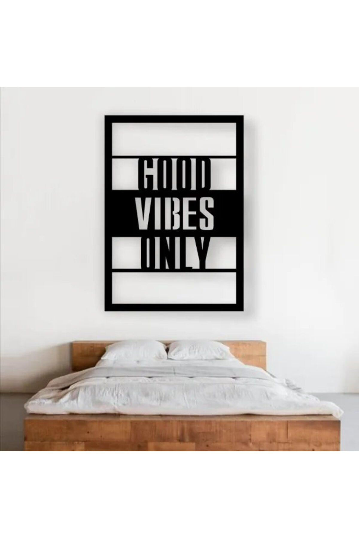 Siyah Ahşap Good Vibes Only Tablo Duvar Dekoru 3mm Mdf Lazer Kesim