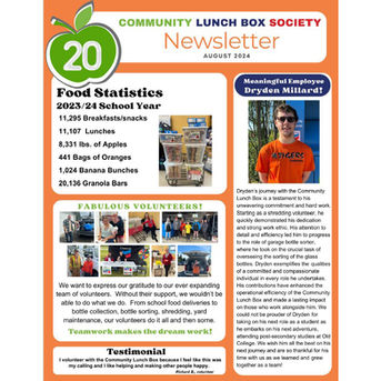 Community Lunch Box Society Newsletter - August 2024 Edition