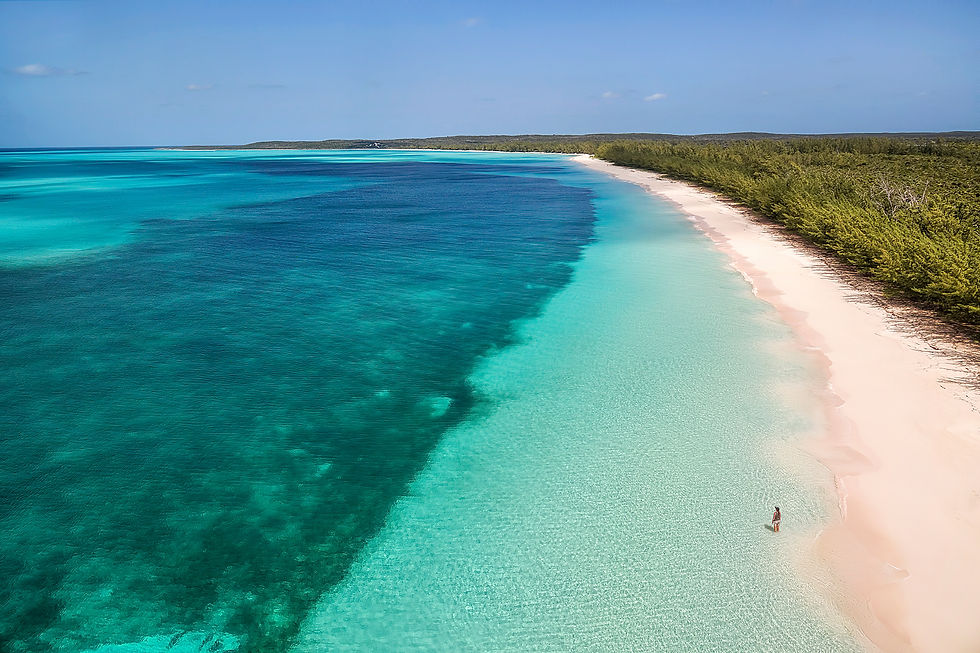 Pink beach in Cat Island, Bahamas