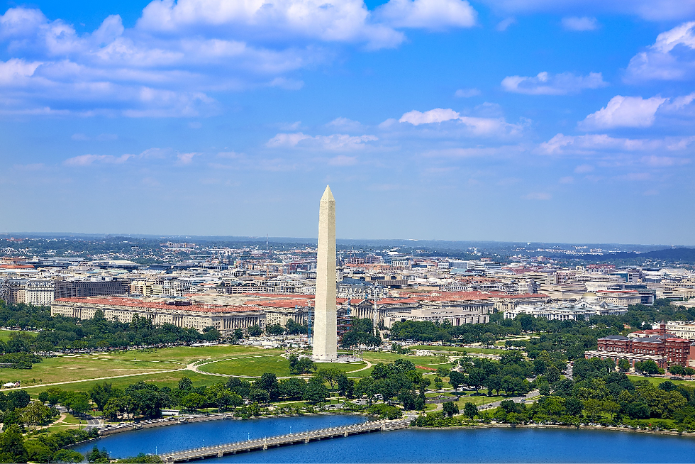Washington DC aerial view National Mall Monument