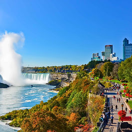 View of Niagara Falls in a sunny day.