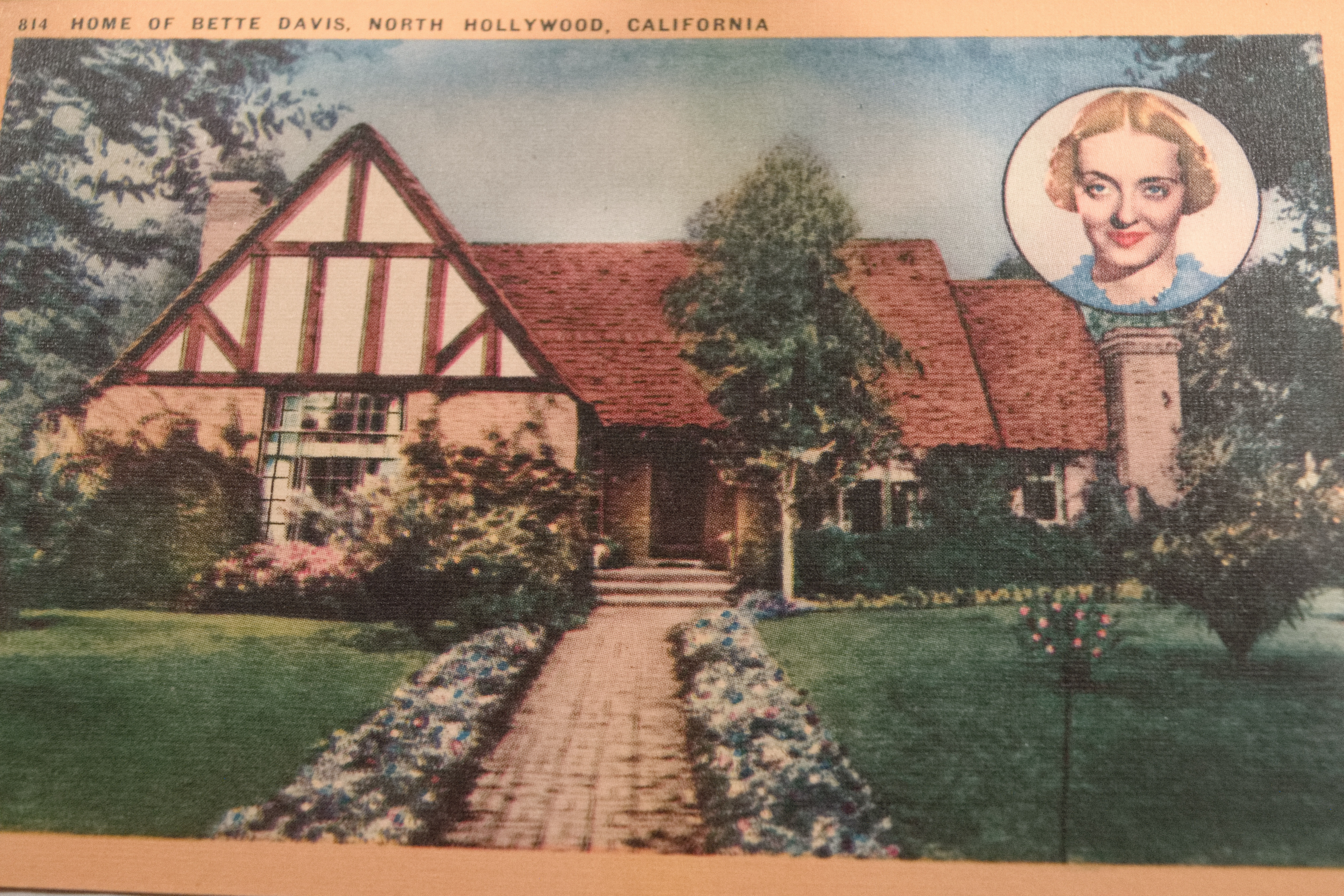 Bette Davis 1940s North Hollywood Residence Vintage Postcard