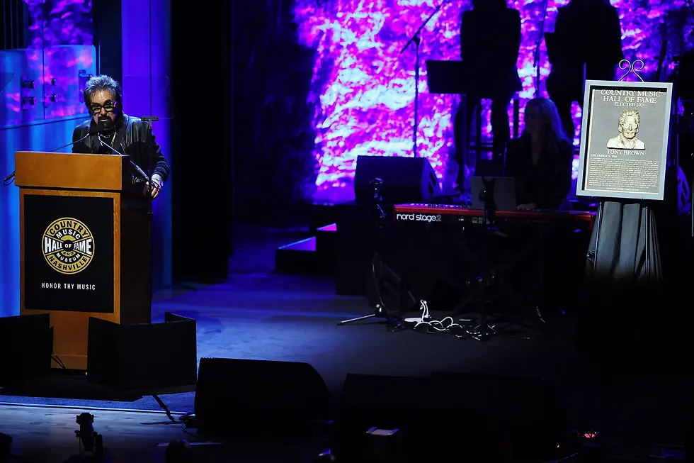 Honoree Tony Brown speaks onstage during the Medallion Ceremony for the Class of 2025 at Country Music Hall of Fame and Museum on October 19, 2025 in Nashville, Tennessee.