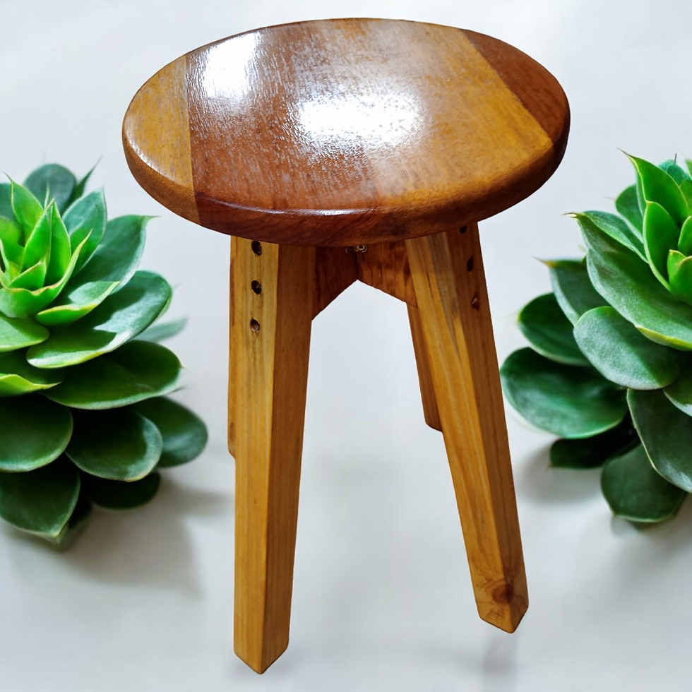 Miniatura: Mesa de apoio - ou banqueta - artesanal em madeira maciça