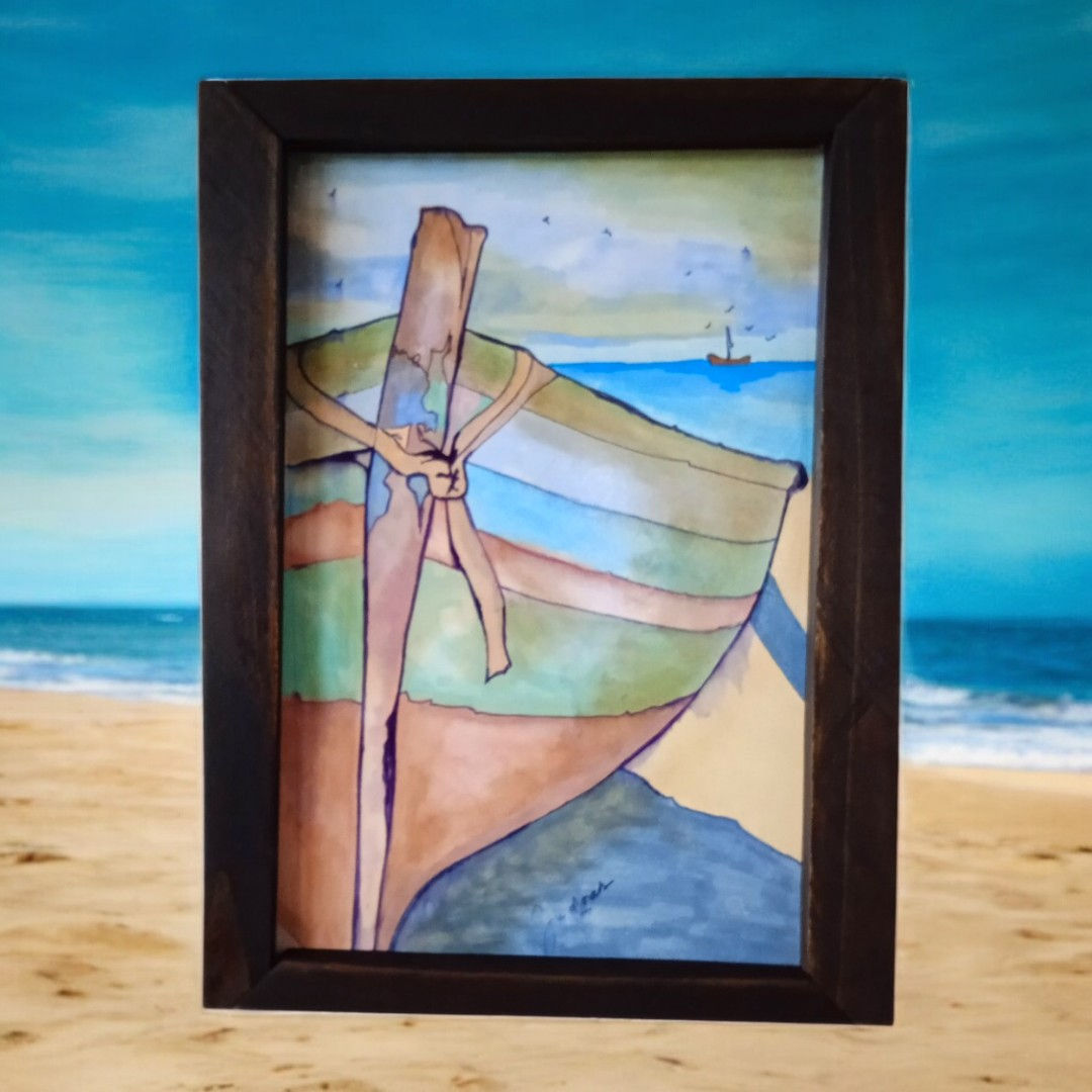 Pintura em madeira - Barco