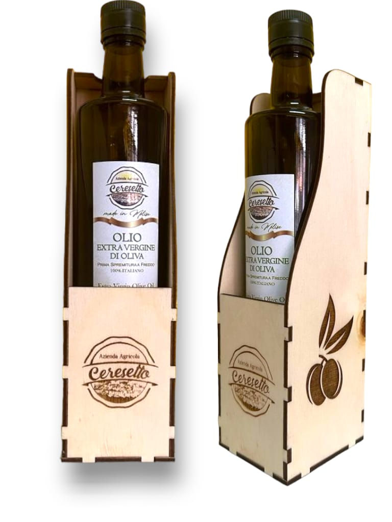 Olio Extra Vergine Con Espositore In Legno