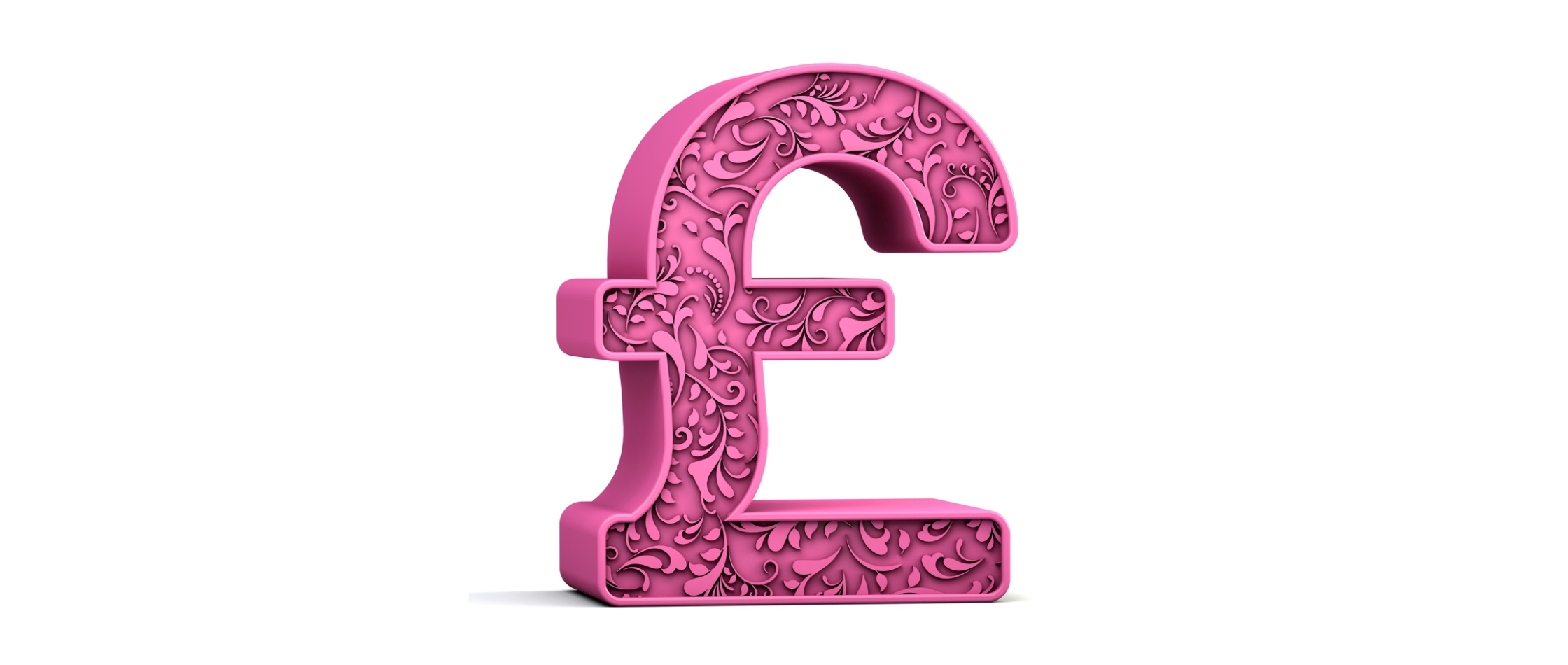 Pink pound sign with flowers representing live in care cost