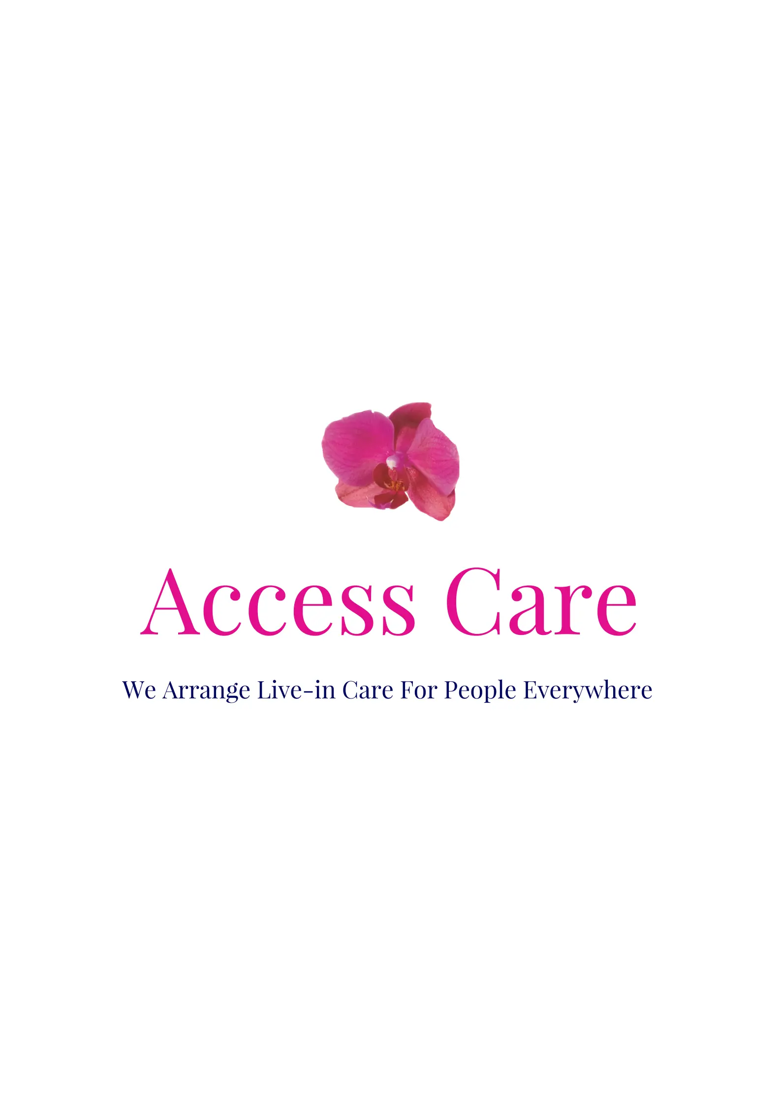 The cover of an Access Care agency brochure about arranging live in care