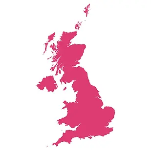 Pink map of united kingdom for care agencies near me