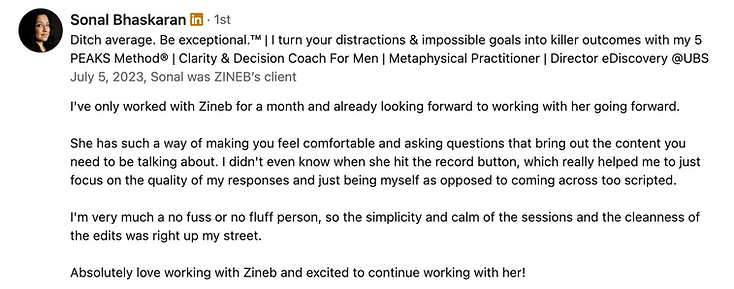 Sonal Bhaskaran Testimonial Golden Snippets with Z