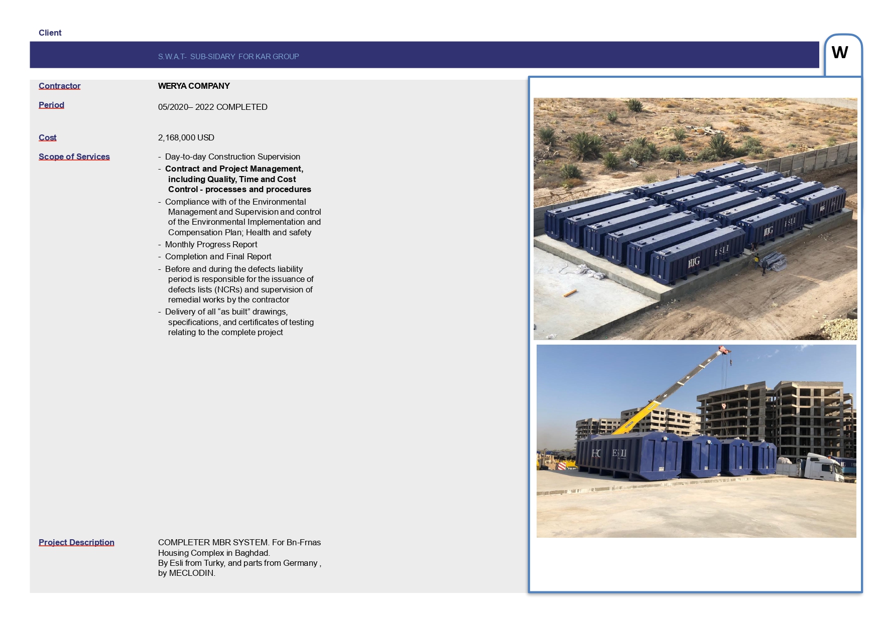 Compact WWTP MBR