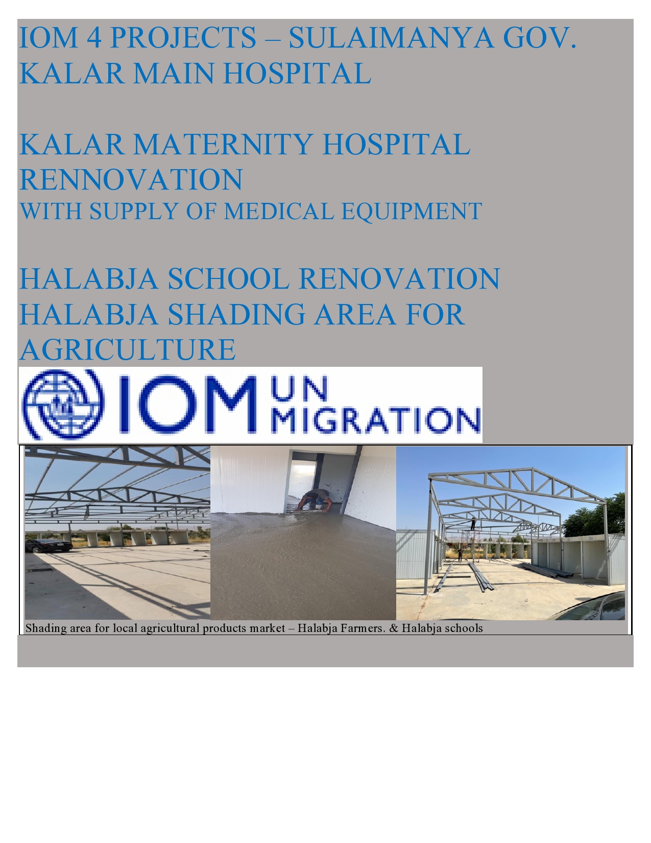 IOM — 4 Projects