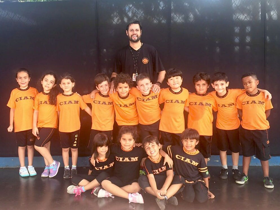 turminha do mini-handebol "A" (6 e 7 anos) do Colégio Integrado Americano/SBC-SP. (foto arquivo pessoal)