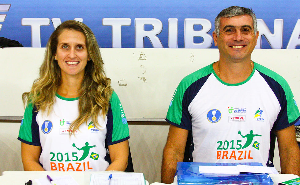 Nathália Hupsel, secretário e Marcelo Matos, cronometrista. (foto André Pereira /Tchê Esportes)