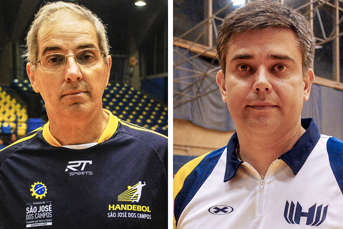 Marcelo Alvarez (SJC) e Álvaro Herdeiro (Hebraica), técnicos de Handebol Super Paulistão Masculino