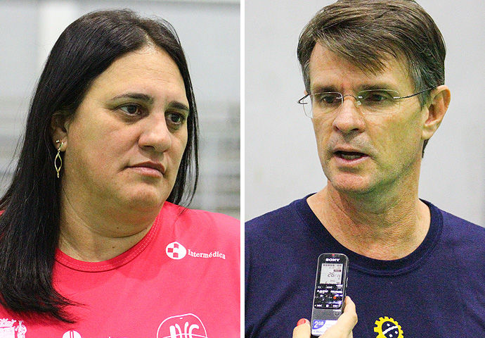 Preta, Jundiaí, e Volponi, São José, técnicos de Handebol. (arte Tchê Esportes)