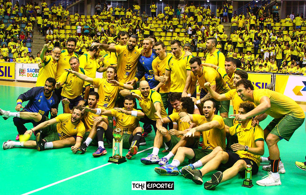 Seleção Brasileira comemora. (foto André Pereira /Tchê Esportes)