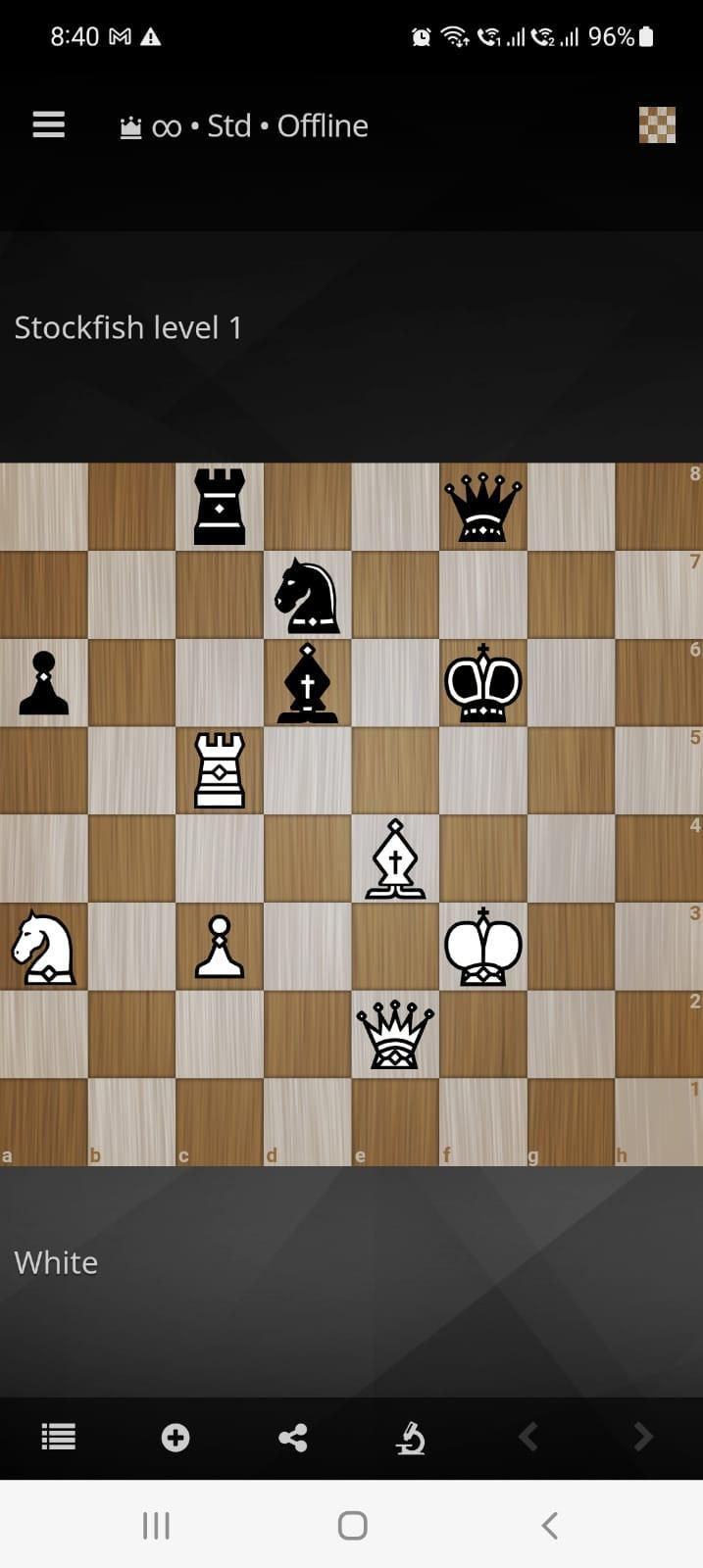 A screenshot of a mobile chess app. The screenshot shows a single entity of each piece in each color.