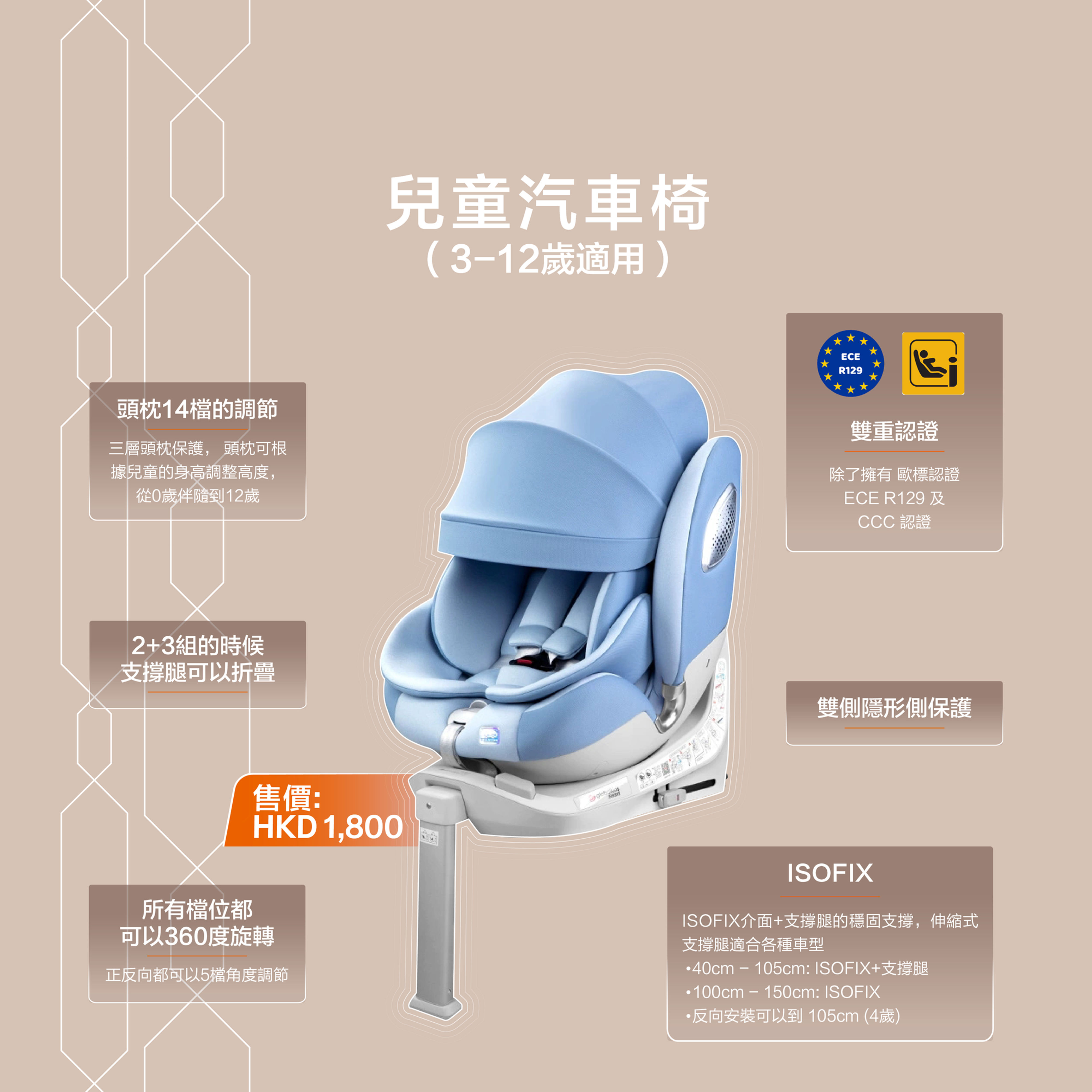 兒童汽車椅 (藍色)