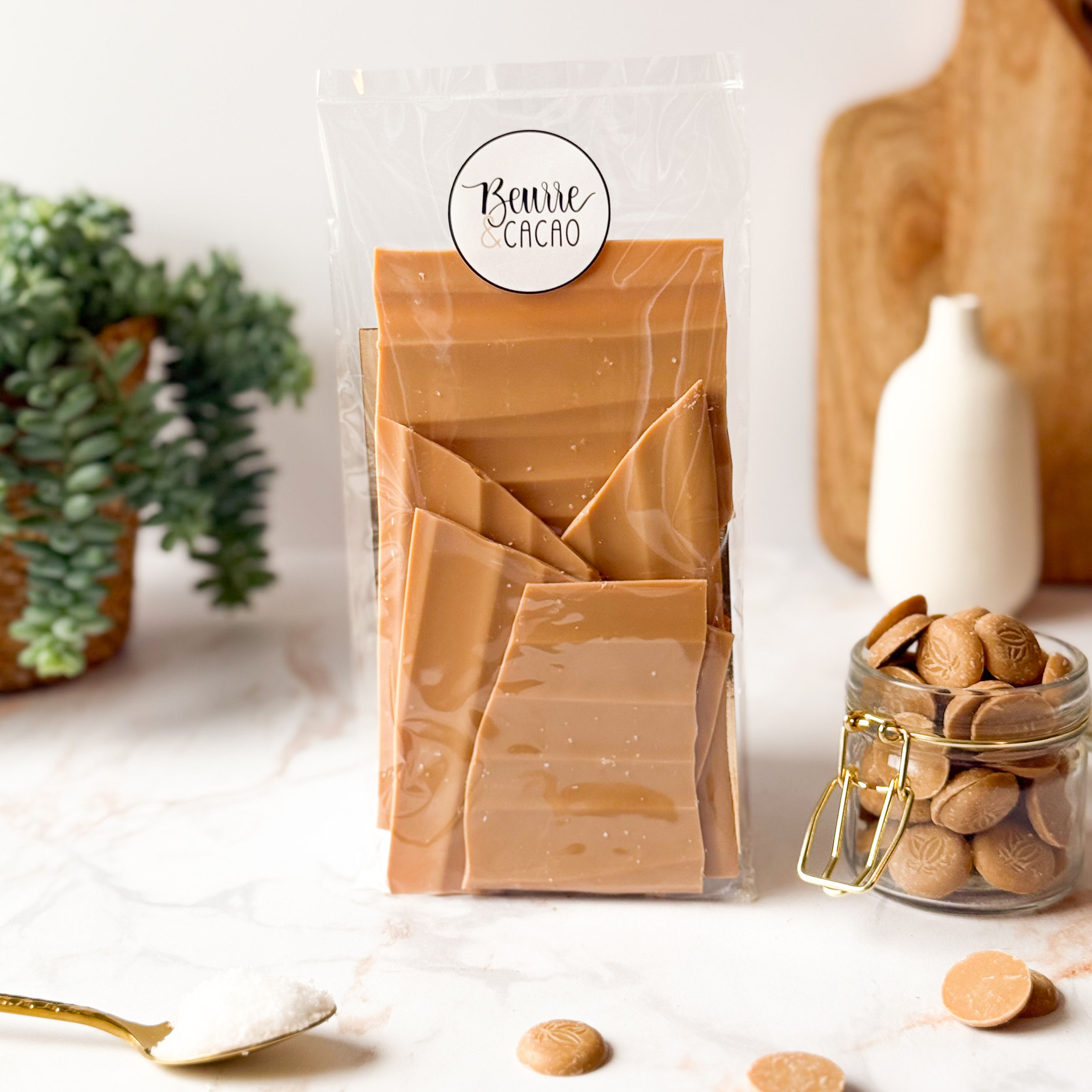 Eclats chocolat blond caramel 36% & fleur de sel