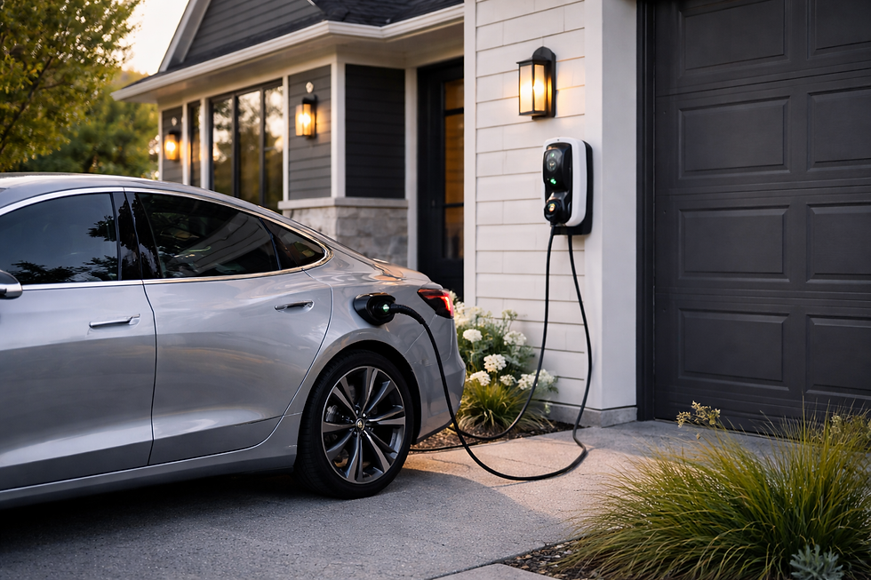 Home cost of ev charging installation for a silver car.