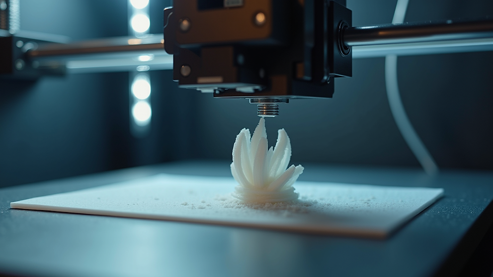 Eye-level view of a 3D printer creating a detailed model