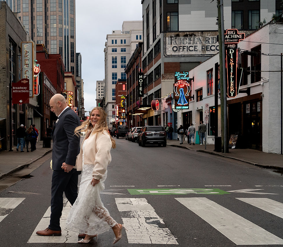 luxury elopement couple explores downtown nashville