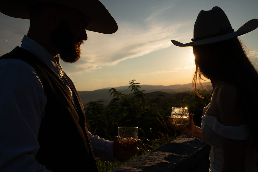 sunset elopement toast foothills parkway