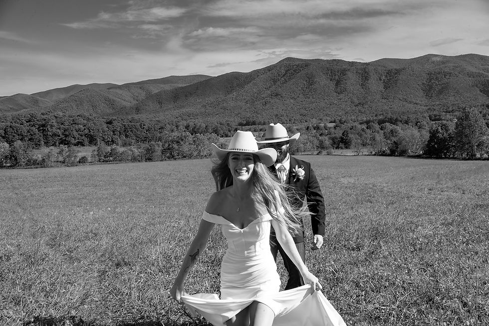 cades cove elopement couple laughs together