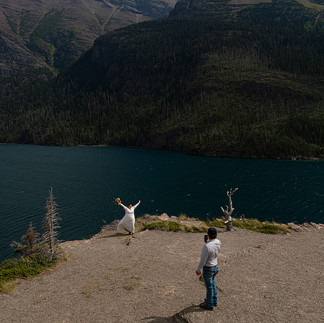 elopement couple has fun together glacier national park