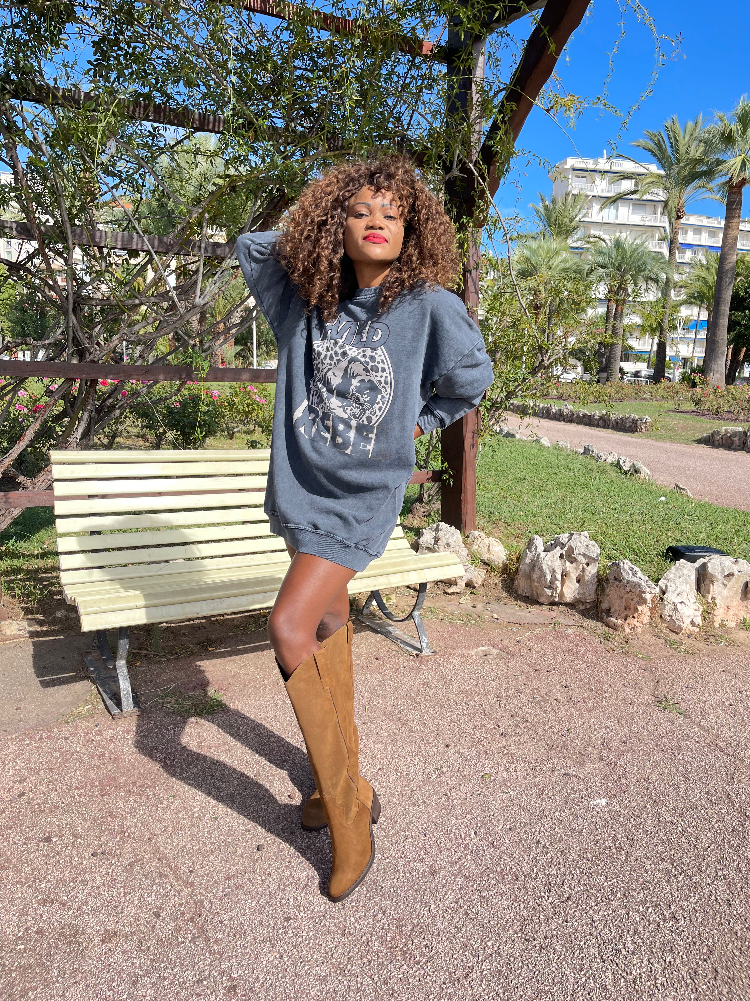 Robe pull WILD REBEL beige clair