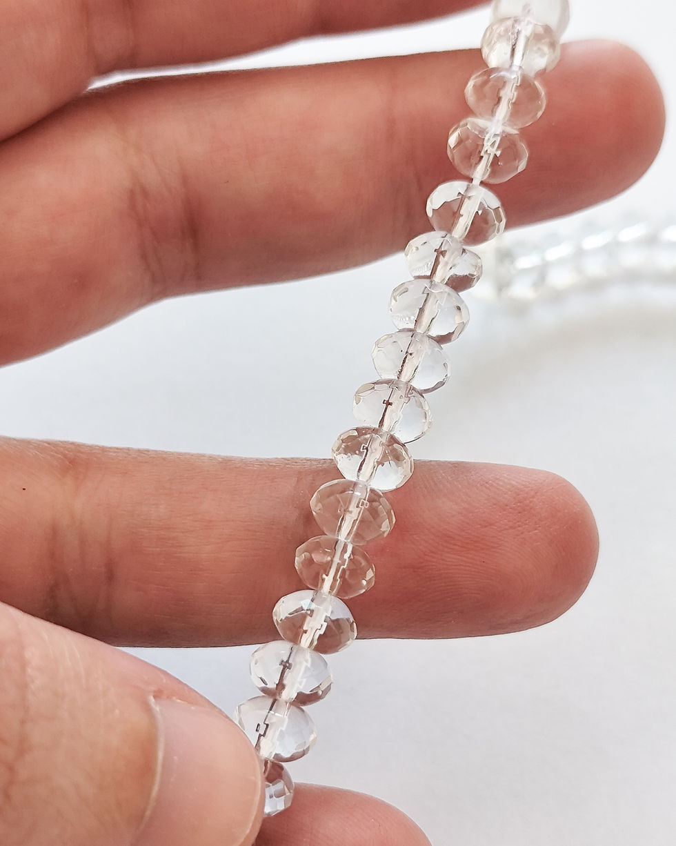 Miniatura: Quartzo Rondele Facetado pedra natural para bijuterias e semijoias