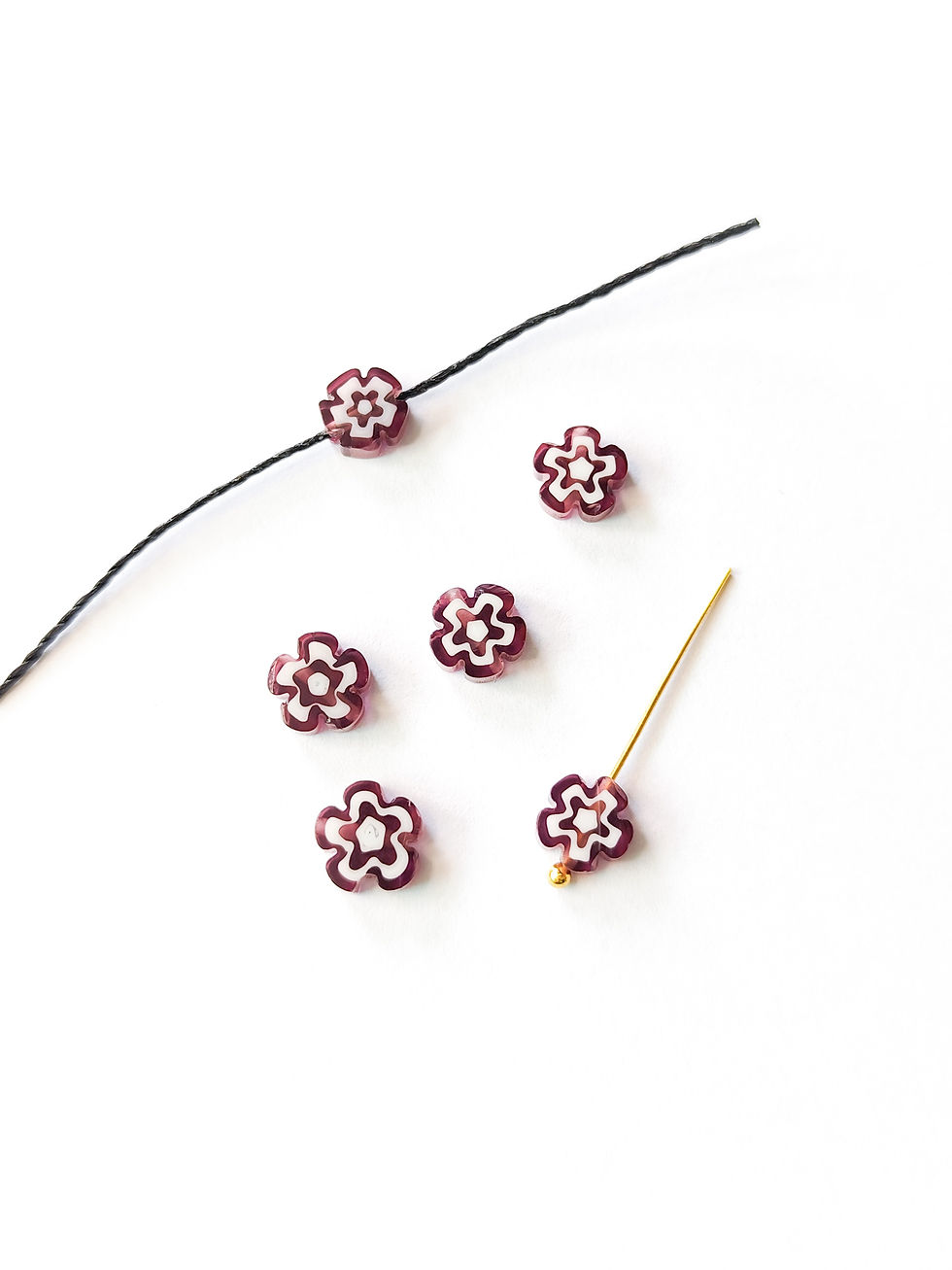 Miniatura: Entremeio Murano Flor Lilás para bijuterias e semijoias
